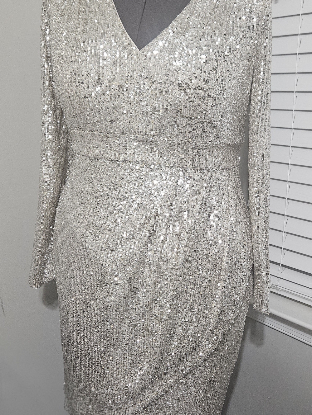 Womens Silver Sequins Dress